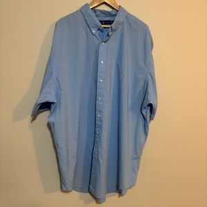 Ralph Lauren Light Blue Casual Button Down Cotton Short Sleeve Shirt | Mens 3XLT
